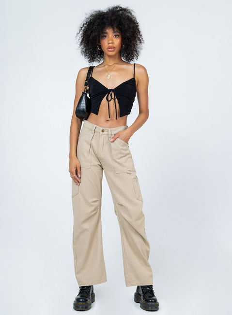 front view of model wearing Princess Polly Mayson Top Black 