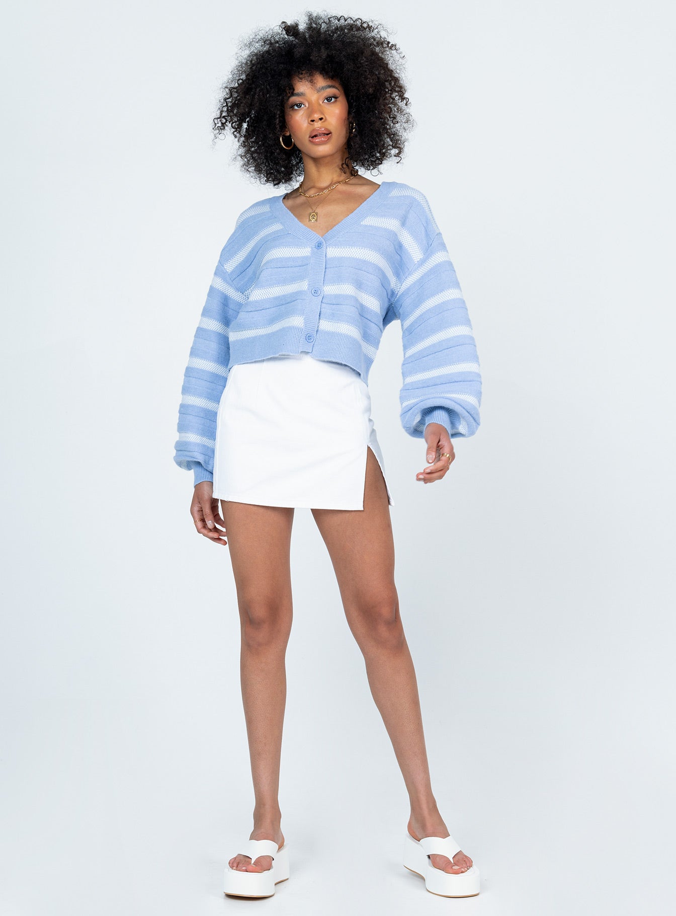 Alvaro Cardigan Blue Princess Polly  Cropped 