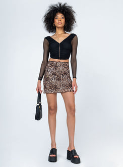 front view of model wearing Princess Polly Lillian Long Sleeve Top Black 