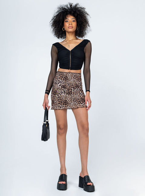 front view of model wearing Princess Polly Lillian Long Sleeve Top Black 