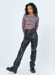 front view of model wearing Princess Polly Rianna PU Pants Black 