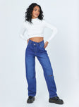 Princess Polly Mid Rise  Dinant Cross Over Denim Jeans