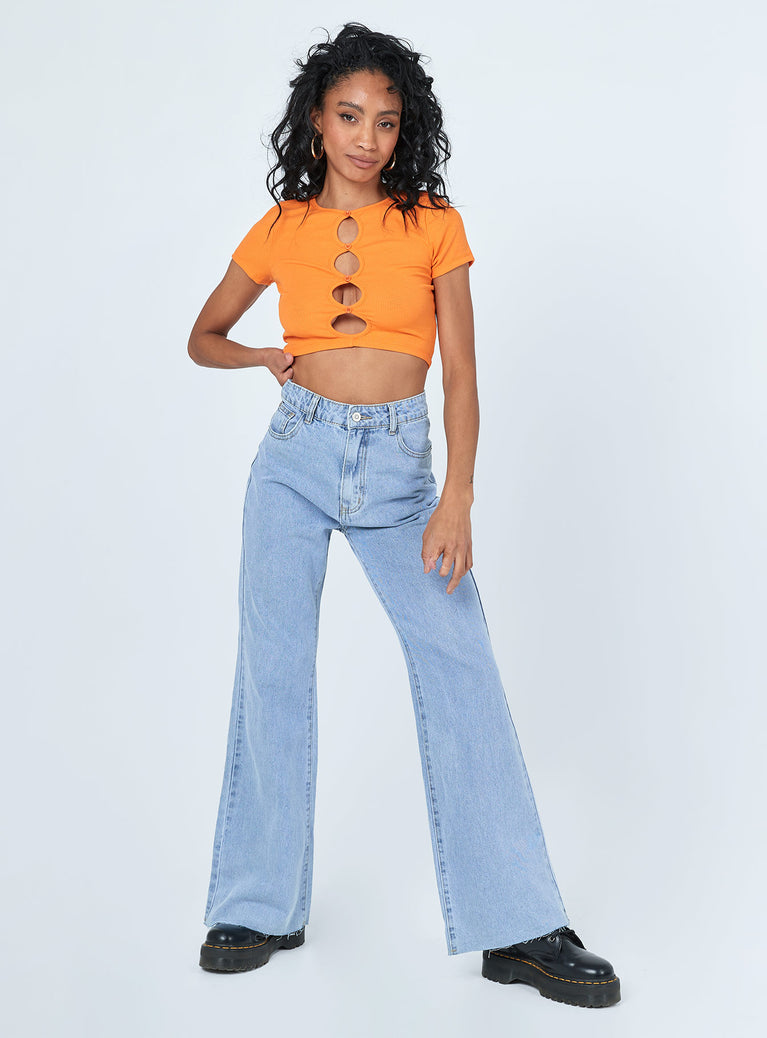 front view of model wearing Princess Polly Giana Top Orange 