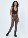 front view of model wearing Princess Polly Lyra Pants Brown 