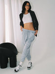 Front view of model wearing  front Princess Polly High Waisted Pants High Waisted Pants  Nero Sweat Pants