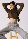 Zahara Cropped Turtleneck Sweater Brown Princess Polly  Cropped 