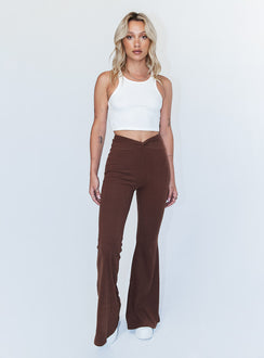 front view of model wearing Princess Polly Carolina Pants Brown 