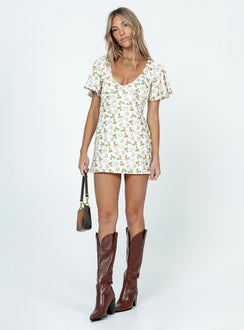 product Princess Polly Crew Neck  Lucine Mini Dress White Floral