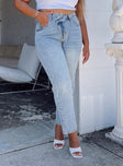 product Princess Polly Mid Rise  Holly Asymmetric Straight Leg Jean Light Wash Denim Curve