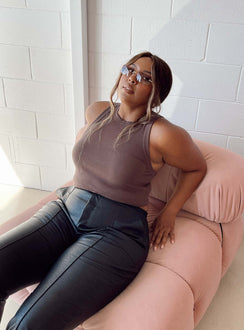 product Princess Polly Sleeveless High Neck  Classic Tank Top Brown Curve