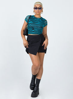   front view of model wearing Princess Polly Cole Wrap Mini Skirt Black 