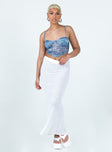 front view of model wearing Princess Polly Sisto Top Blue Sleeveless Sweetheart 