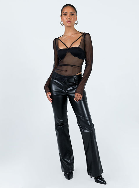 product Princess Polly Sleeveless Sleeveless Plunger Plunger  Garcian Long Sleeve Top Black