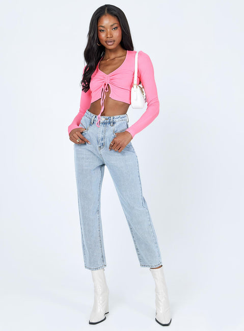 front view of model wearing Princess Polly Kibrya Mom Denim Jeans Mid Rise 