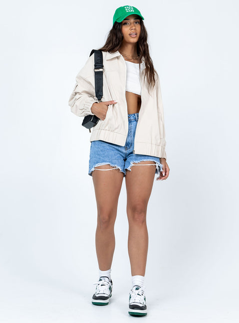 Jacket  Oversized fit  Shell: 100% cotton  Lining: 100% polyester  Classic collar  Twin hip pockets  Arm pockets  Zip front fastening  Elasticated waistband & cuffs 