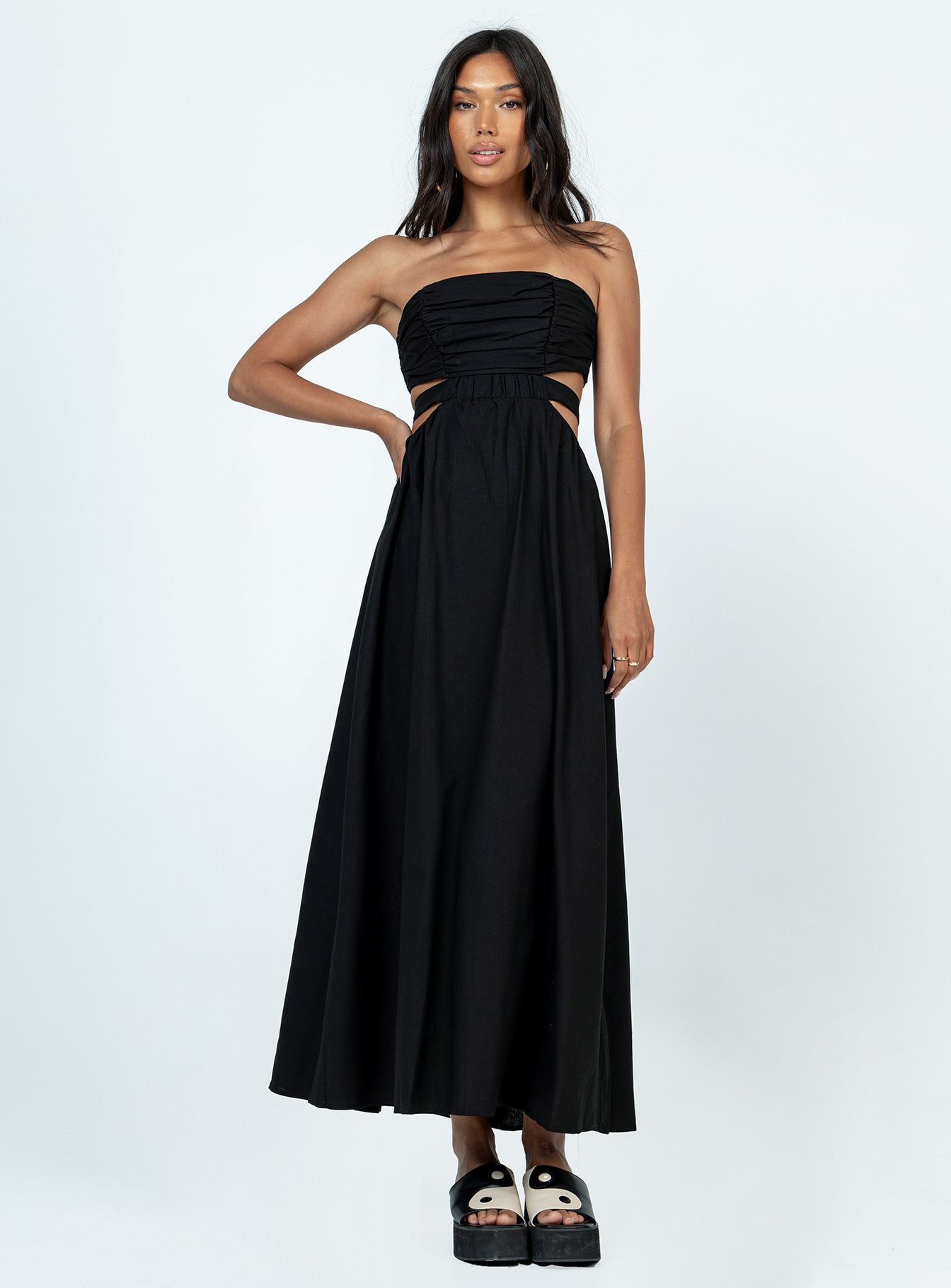 product Princess Polly Asymmetric Neckline  Kat Maxi Dress Black
