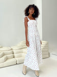 Front view of model wearing  front Princess Polly Asymmetric Neckline  Alver Maxi Dress White Floral