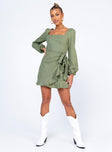 front view of model wearing Princess Polly The Villa Mini Dress Green 