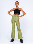 front view of model wearing Princess Polly Harvey PU Pants Green 