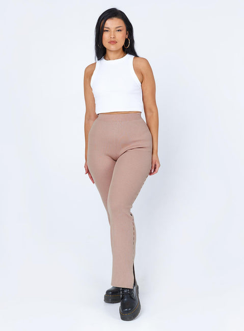 back view of model wearing Princess Polly Selma Pants Beige 