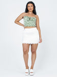   front view of model wearing Princess Polly The Sorrow Mini Skirt White Mini Skirts 