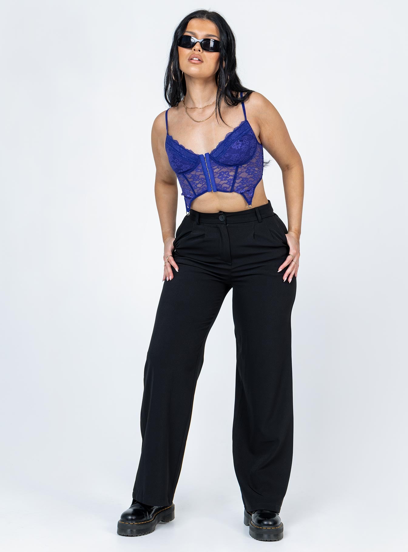 product Princess Polly Sleeveless Asymmetric Neckline  Shayna Corset Blue