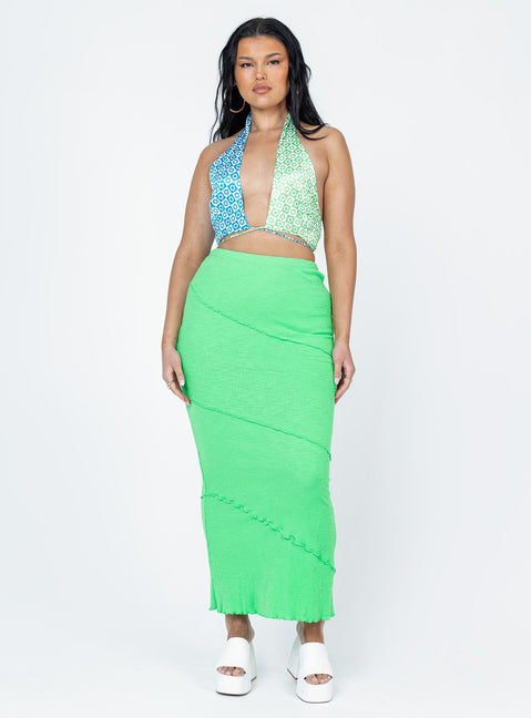   front view of model wearing Princess Polly Oscar Maxi Skirt Apple Green Maxi 
