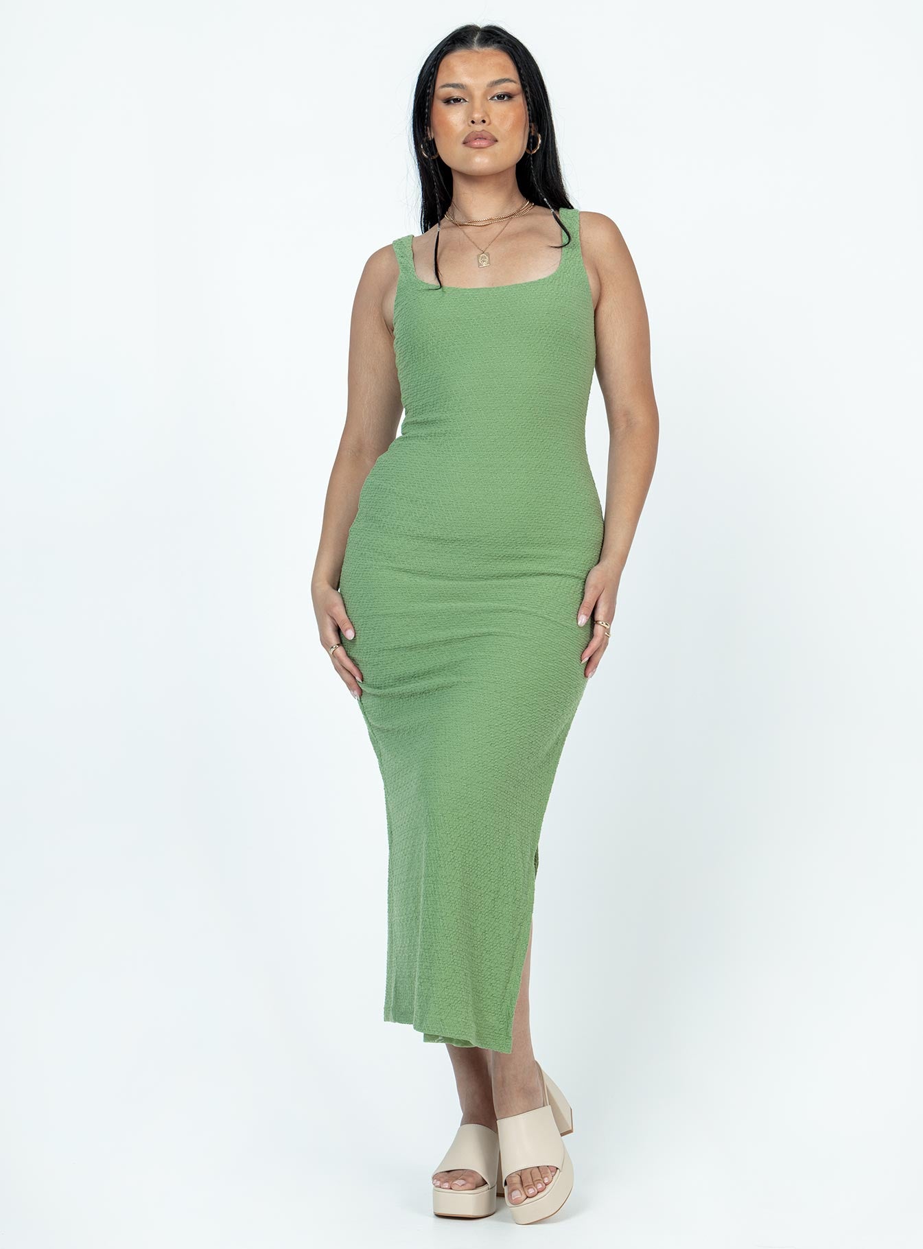 product Princess Polly Asymmetric Neckline  Suzie Maxi Dress Green