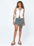   side view of model wearing Princess Polly Leo Mini Skirt Khaki Mini Skirts 