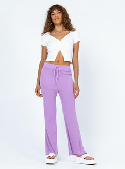 front view of model wearing Princess Polly Majid Pants Purple 