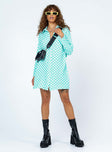 product Princess Polly V-Neck  Loraine Shirt Mini Dress Blue Check