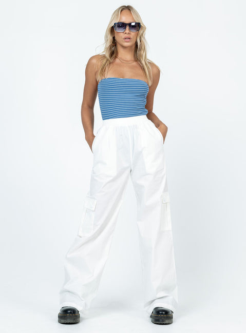 product Princess Polly High Waisted Pants  Lista Elastic Pocket Pants White