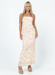 Front view of model wearing  front Princess Polly Sweetheart Neckline  Tiarna Strapless Maxi Dress White / Floral