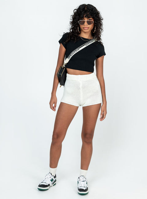 Shorts Knit material  High waisted  Elasticated waistband 
