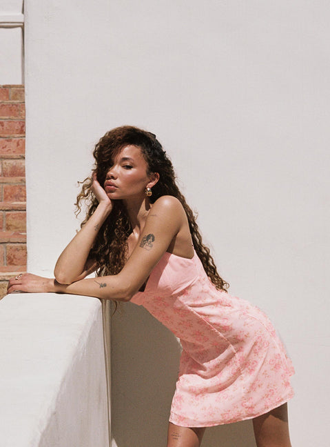 product Princess Polly Asymmetric Neckline  Byrony Mini Dress Pink Multi