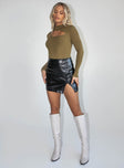   front view of model wearing Princess Polly Miriah Mini Skirt Black 