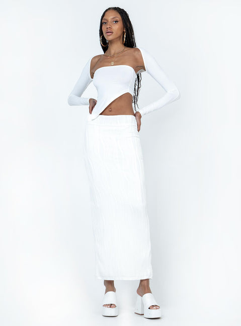 product Echo Low Waist Knitted Maxi Skirt White Princess Polly  Maxi 