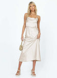 front view of model wearing Princess Polly Perrie Midi Dress Cream Cowl Neck 