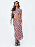 product Motel Lassie Midi Skirt Pink Blurred Check Princess Polly  Maxi 