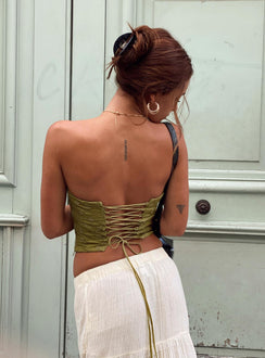 product Princess Polly Full Sleeves Square Neck  Field Daisies Corset Green