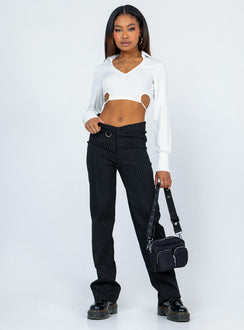 front view of model wearing Princess Polly Corbin Long Sleeve Top White 