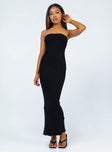 side view of model wearing Princess Polly Oscar Midi Dress Black 