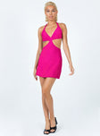 front view of model wearing Princess Polly Francesca Cut Out Mini Dress Pink 