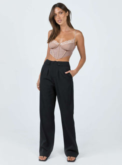 Front view of model wearing  front Princess Polly High Waisted Pants  Boronia Pants Black