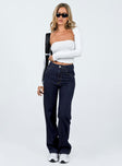 Front view of model wearing  front Princess Polly High Waisted  Morala Denim Cargo Jean