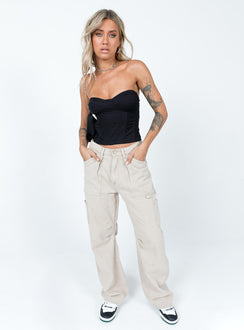 front view of model wearing Princess Polly Davina Top Black Sleeveless Sweetheart 