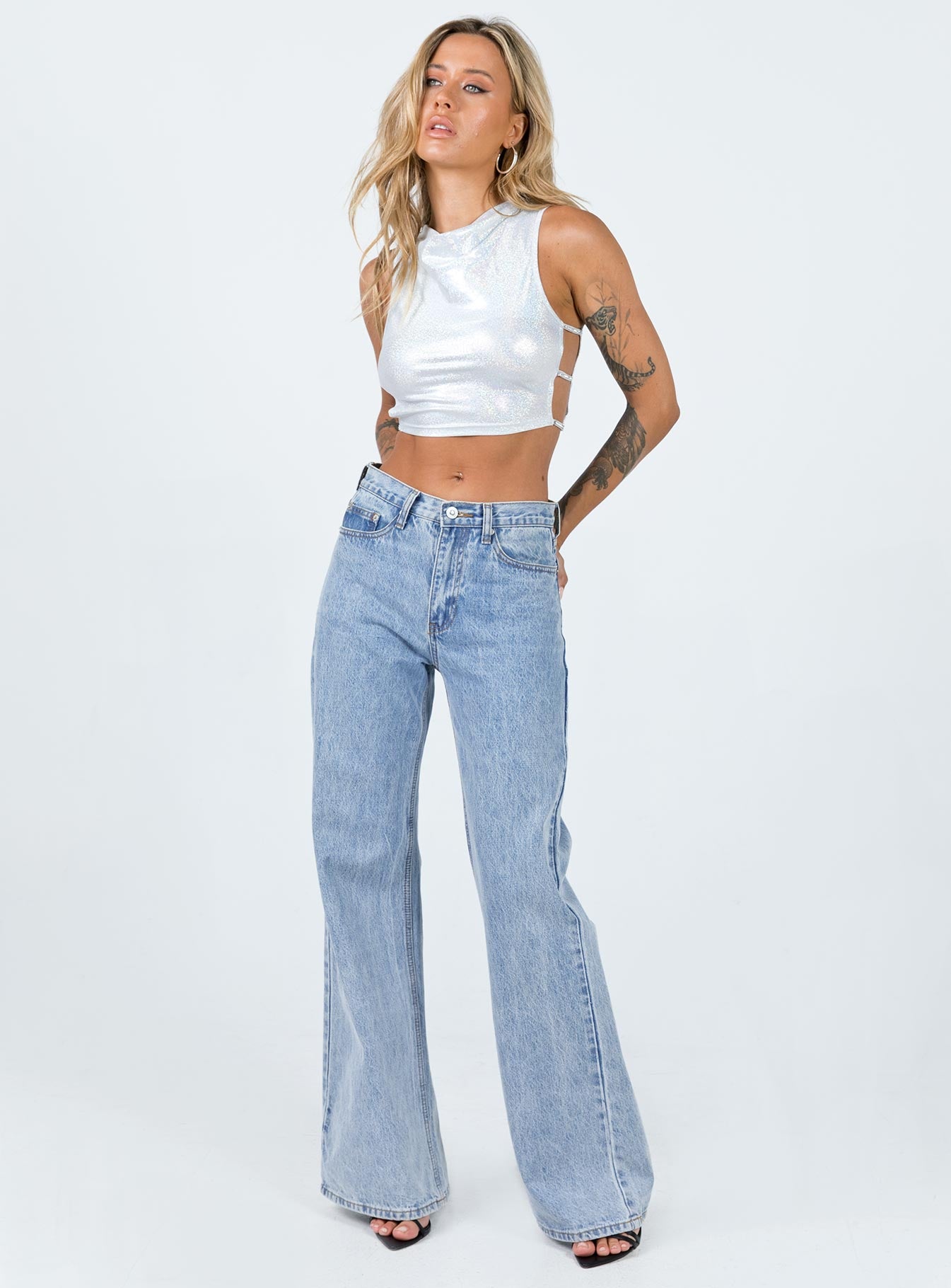 product Princess Polly Sleeveless Square Neck  Levins Top Silver