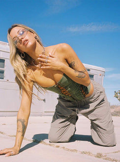 product Princess Polly Sleeveless Square Neck  Eden Lace Up Corset Green