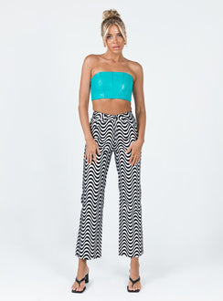 front view of model wearing Princess Polly The Ragged Priest Wave Jeans Glitter Denim Silver / Black Mid Rise 