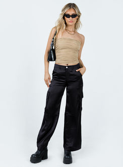 product Princess Polly High Waisted Pants High Waisted Pants  Zora Satin Cargo Pant Black